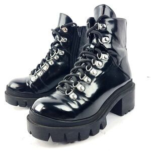 Jeffrey Campbell Marbel Faux Patent Leather Chunky Platform Combat Boot